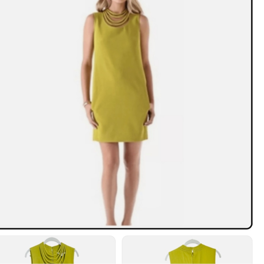 Diane Von Furstenberg Sleeveless Golden Green Dress with Patterned Hem 8